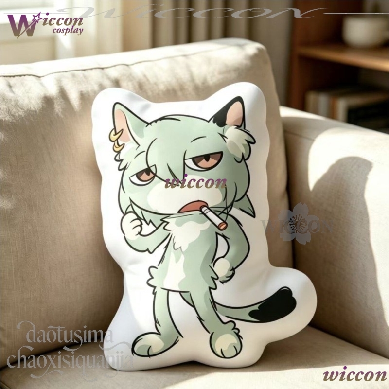 Decorative Throw Pillow - NebulaCloak Chainsmoker Katze Q-Version Puppe Niedliches