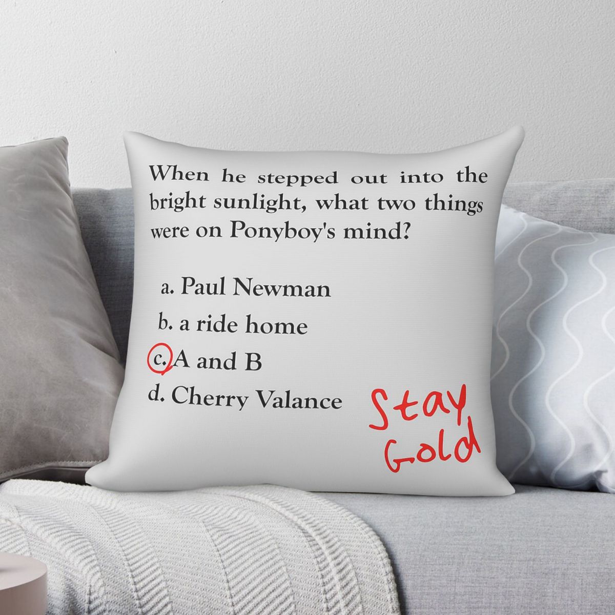 Home Decor Quiz - Outsiders Ponyboy Quiz Question Quadratischer Kissenbezug