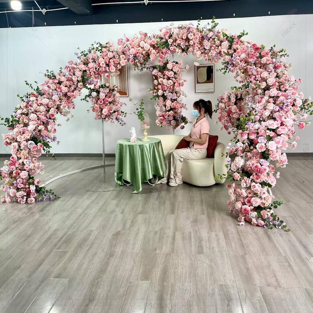 Home Decor Event - FSDKX Maßgeschneiderte künstliche Rose rosa Blumenbogen