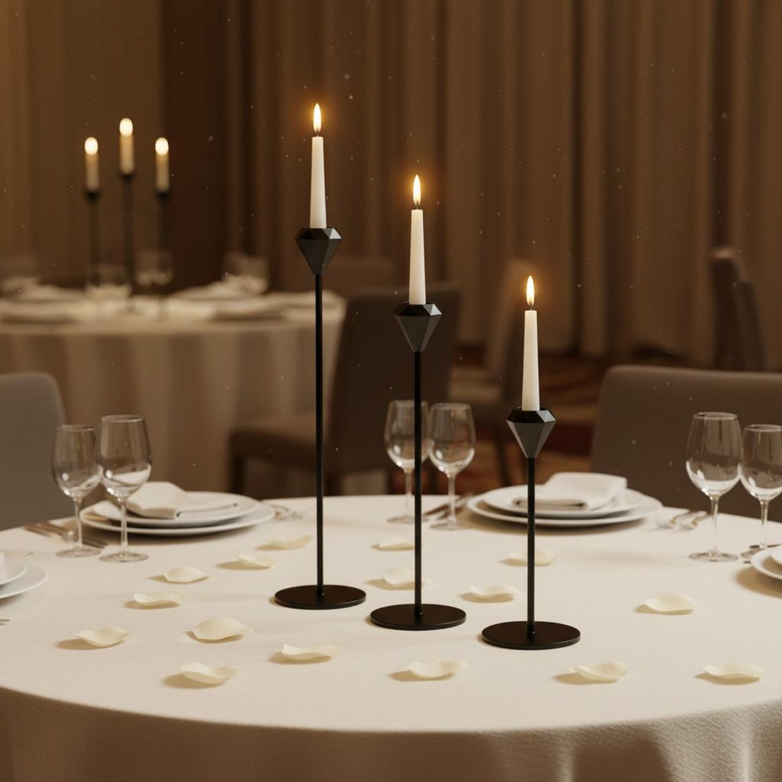 Home Decor Luxury - 3-teiliges Kristall-Kerzenständer-Set Eleganter Luxuriöser Moderner Geometrischer