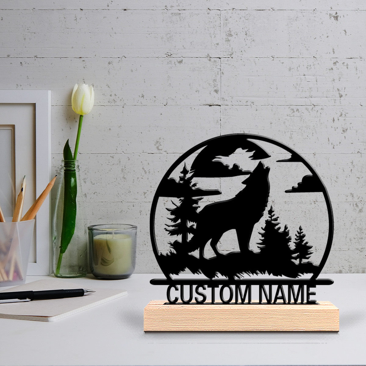 Home Decor Handicraft - 1 Stück Wolf Benutzerdefinierte Buchstaben-Bleistatue Metall-Ornament