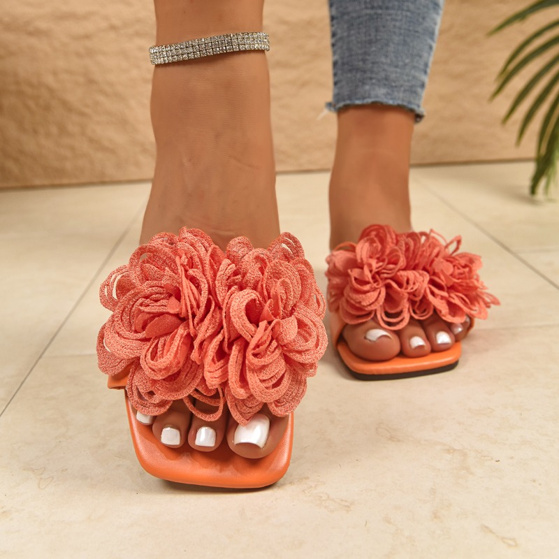 Home Decor Luxury - Neue Sommer-Damen-Slipper mit eckiger Zehenpartie, luxuriöse,