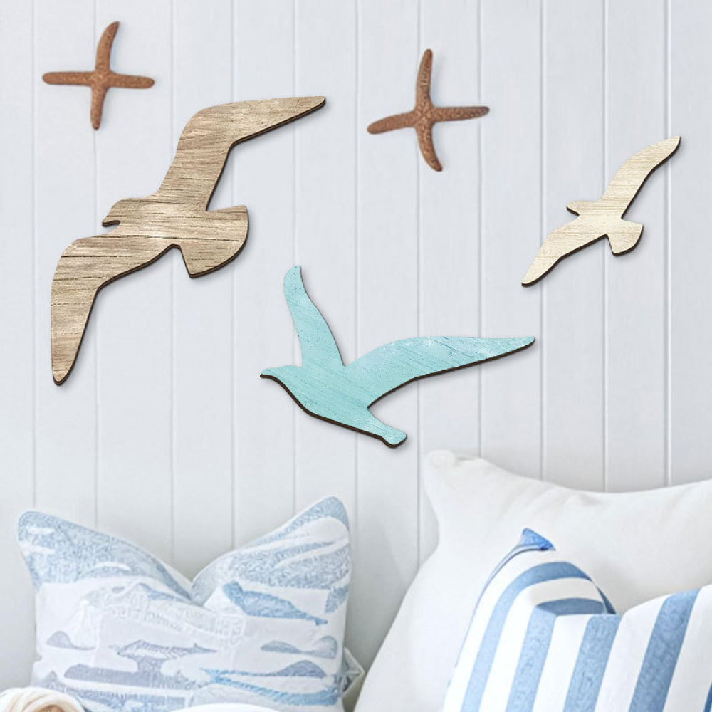 Home Decor Minimalist Style - Künstlerische Möwengarten-Wanddekoration aus Holz, Ozean-Vibes, Hängender