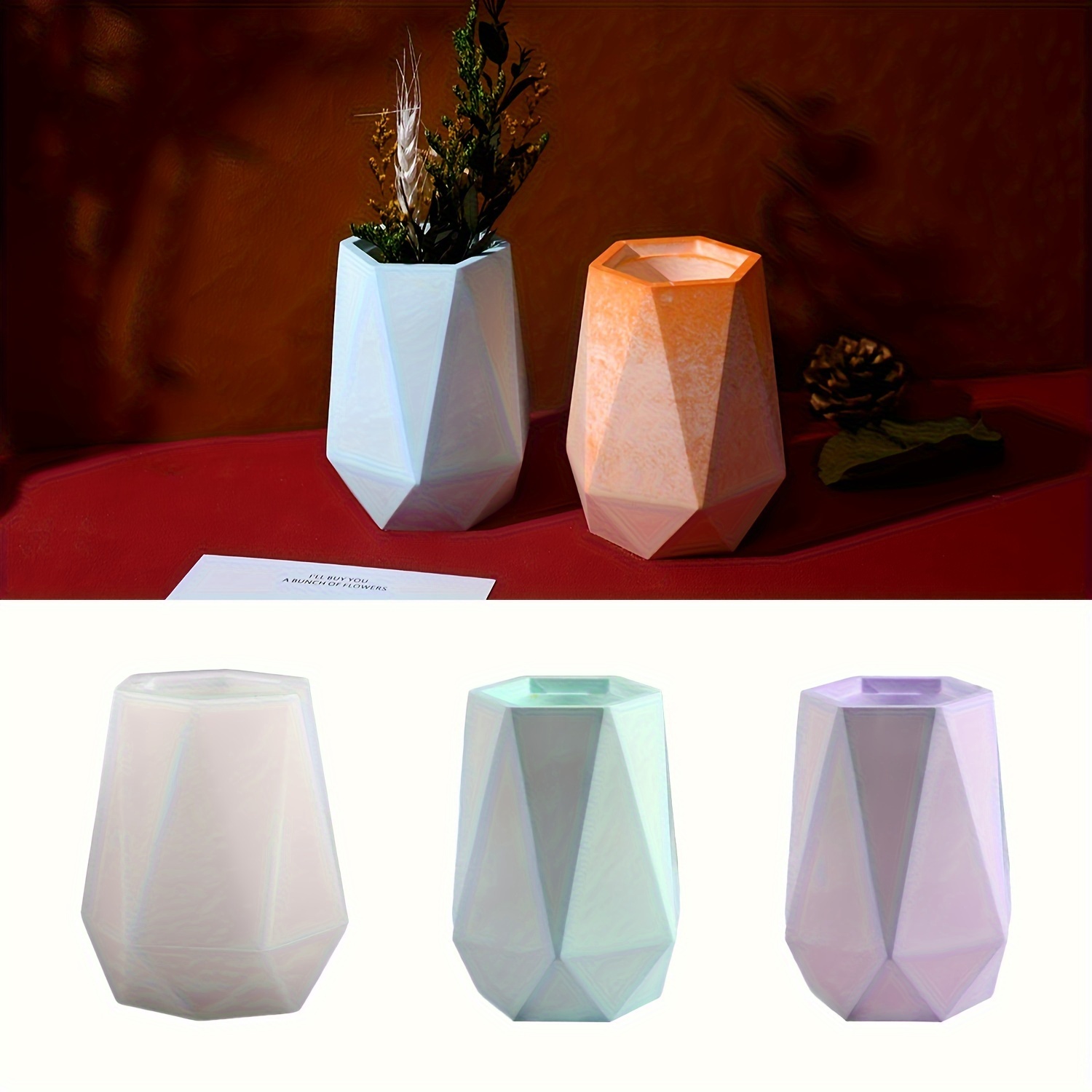 Home Decor Handicraft - DIY 6-Seitige Vase Silikonform für Gips-Blumenarrangements,