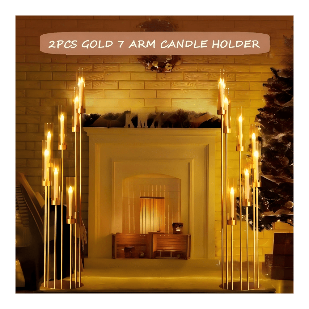 Flooring Home Decor - 2 Stück 7-armige goldene Bodenleuchter als