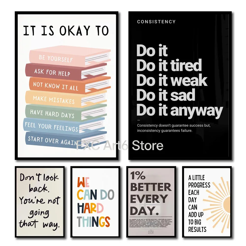 Home Decor Quotes Ideas - 1 Stück Rahmenloses Inspirierendes Zitat-Poster Wandkunst