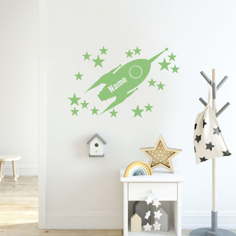 Home Decor Wall Stickers - 1pc Cartoon Raketen und sterne leuchtende