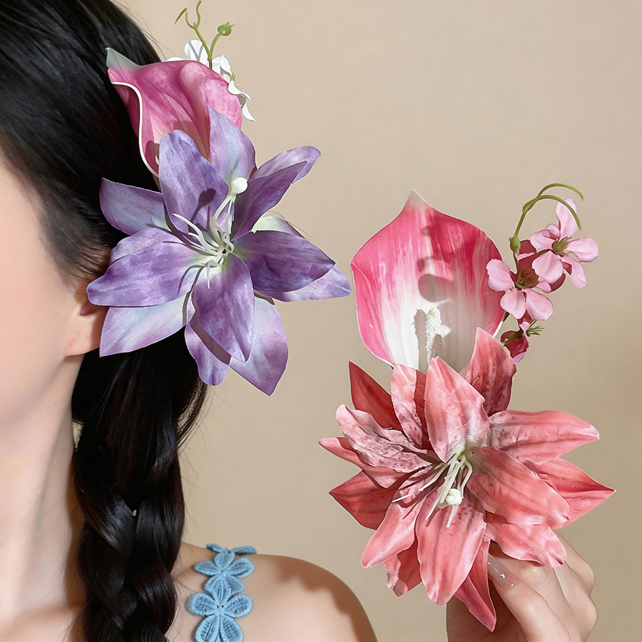 Home Decor Handicraft - Böhmische Künstliche Blumen-Haarspangen für Frauen Große