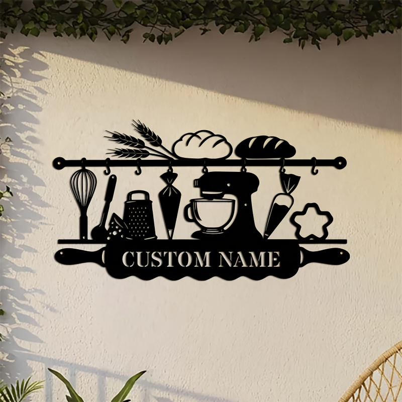 Home Decor Rustic - Personalisierte Küchen-Wanddekoration aus Eisen, Backthema-Schild, Liebliche