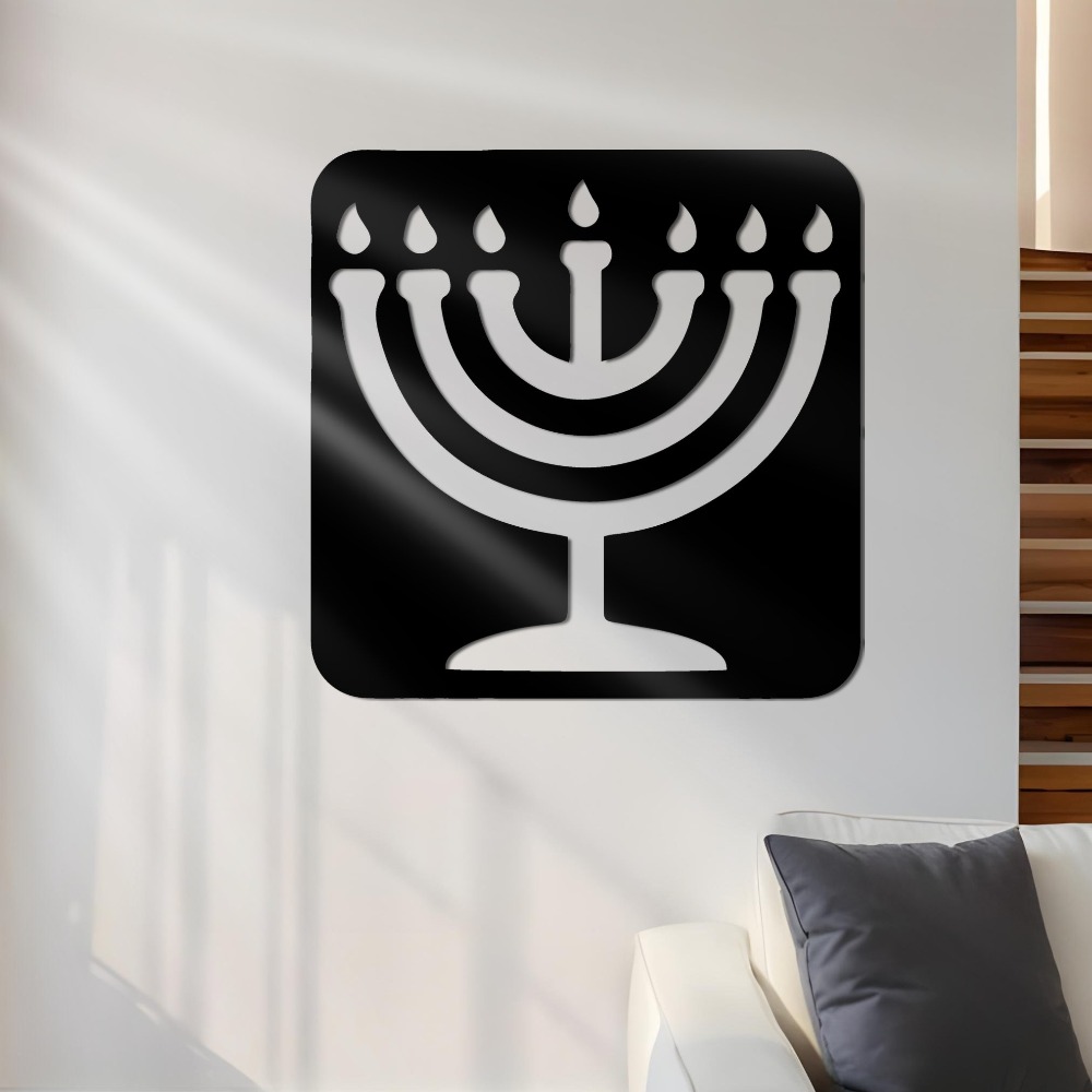 Home Decor Vintage - CIFBUY Eisen-Wandkunst Vintage Menorah Metallskulptur Rostfreie