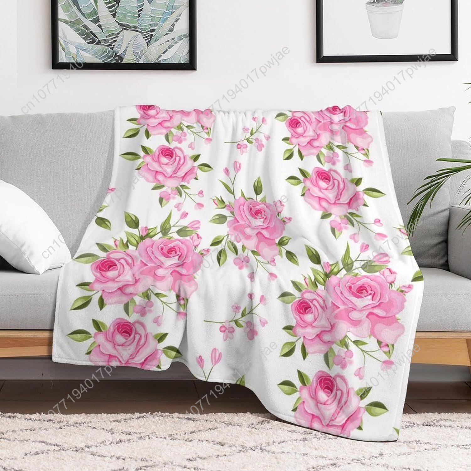 Rosa Blumen-Überwurfdecke, Blu – Home Decor Luxury Bewertung und Preis