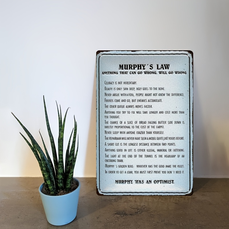 Metallschild mit Murphys Geset – Home Decor Quotes Ideas Bewertung und Preis