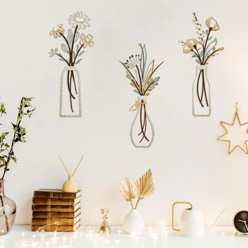 3 Stück Metallblumen Wanddekor – Home Decor Minimalist Style Bewertung und Preis