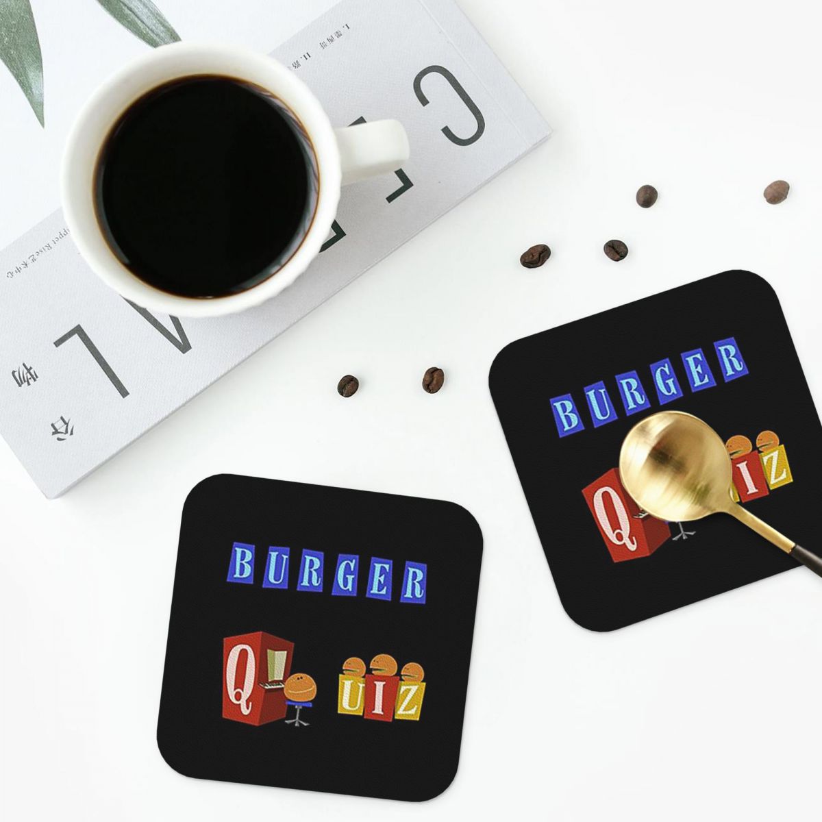Burger Quiz Neue Logo-Unterset – Home Decor Quiz Bewertung und Preis