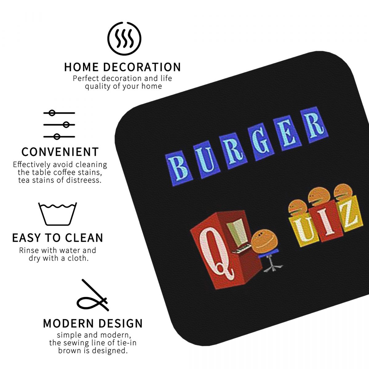 Burger Quiz Neue Logo-Unterset – Home Decor Quiz Bewertung und Preis